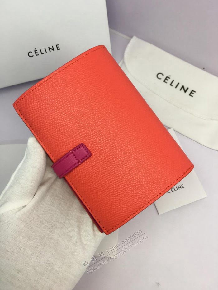 CELINE女包 賽琳專櫃款 搭扣拼色錢夾 0146 手掌紋牛皮 賽琳女錢包  sl2005